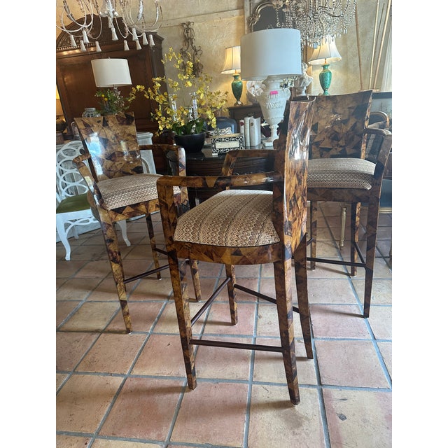 1980s Lacquered Coconut Shell Bar Stools, Set of 3 For Sale - Image 10 of 16