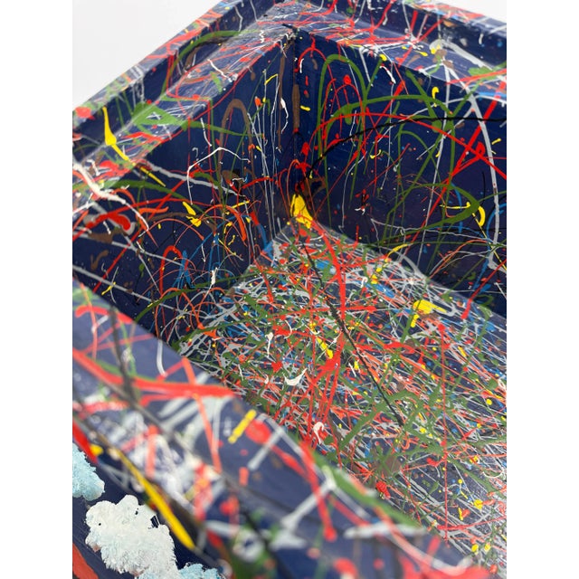 Folk Art Late 20th Century Pollock Inspired Drip painted Folk Art Box with Lid For Sale - Image 3 of 12