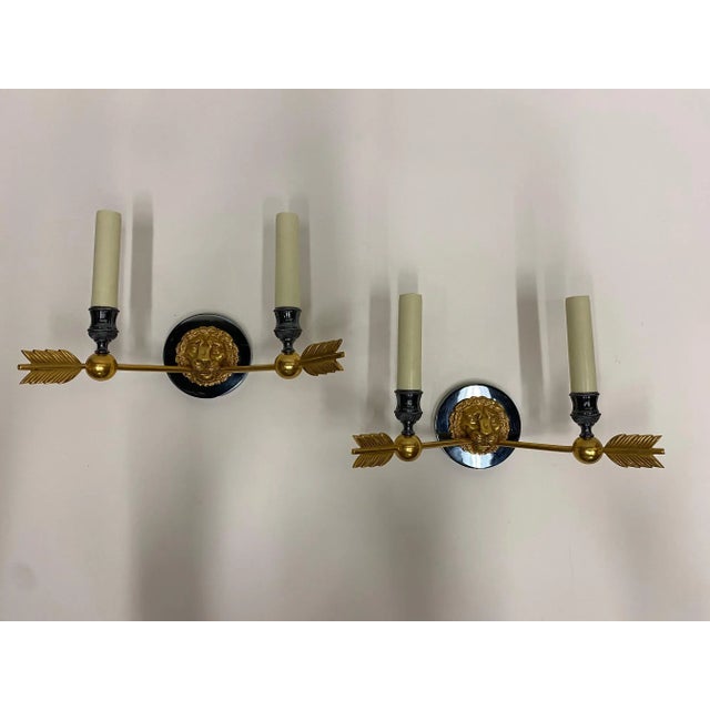 Maison Jansen Neoclassical Style Gilt Bronze Wall Sconces - a Pair For Sale - Image 10 of 10