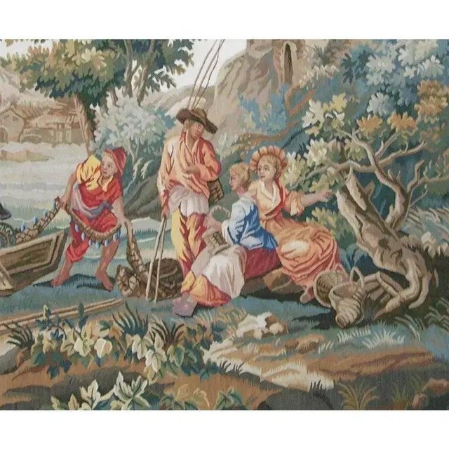 Traditional Vintage Tapestry Depicting Farmers For Sale - Image 3 of 9