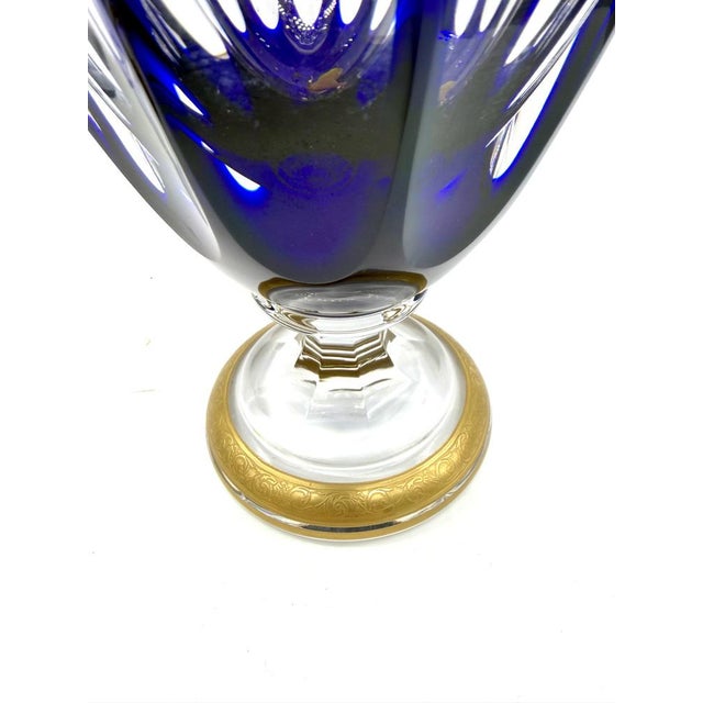 Blue Baluster Vase Thistle in Cobalt Blue Crystal and 24-Carat Gold from Saint Louis For Sale - Image 8 of 10