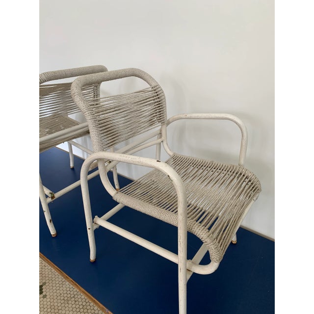 Vintage Iron and Rope Garden Chairs- A Pair For Sale - Image 11 of 12