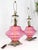 Early 20th Century Pair of Large Cranberry Glass Crystal Decorated Table Lamps MINT! For Sale - Image 5 of 15