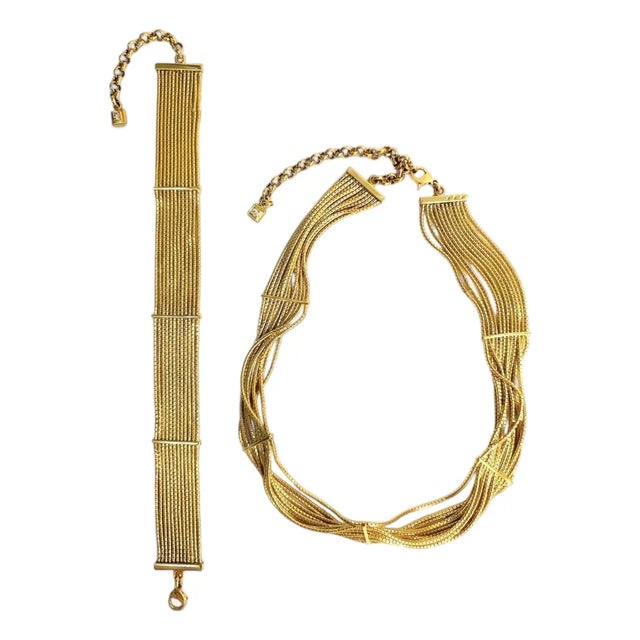 H. Stern Filaments Collection 18ky Gold Choker Necklace & Bracelet Set, 85 Gm For Sale