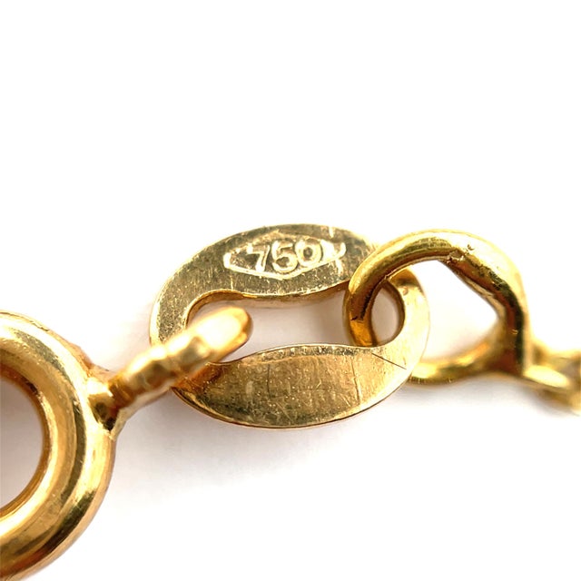 Metal 18k Yellow Gold Diamond Hands Holding Pearl Pendant Necklace For Sale - Image 7 of 9