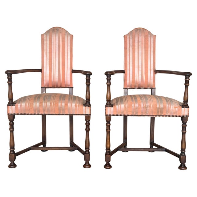 Mid 20th Century Pair of Spanish Armchairs with High Back signed by Valenti For Sale - Image 15 of 18