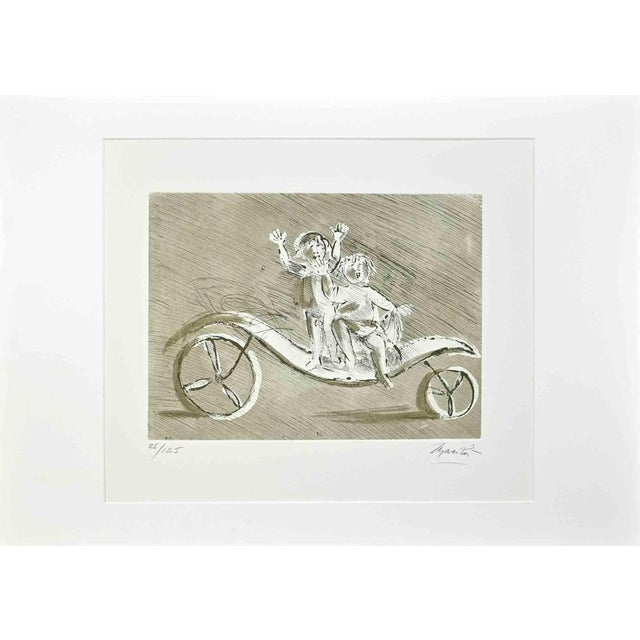 Mileto and Giulia in a Green Carriage is an etching realized by Giacomo Manzù in the 1970s. Hand Signed. Edition of 125...