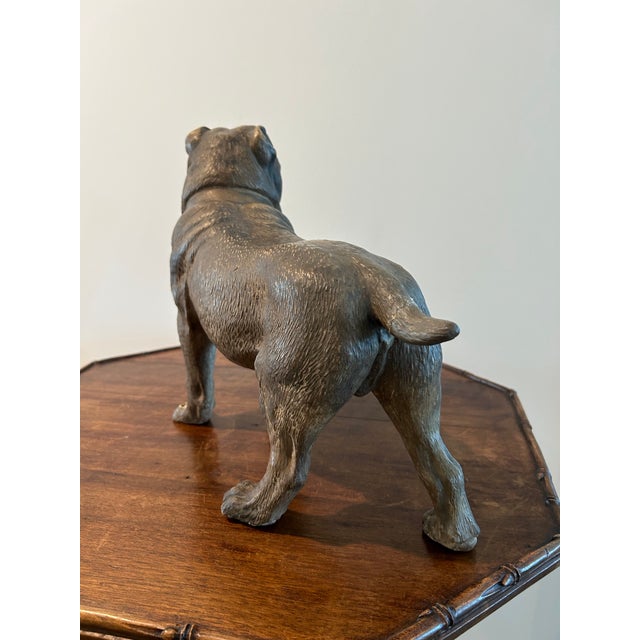 English Vintage Staffordshire Terrier-Style Standing Dog Sculpture – Bronzed Finish – Restorations Dimensions 12.5” H × 6.5” W × 18” L For Sale - Image 3 of 8