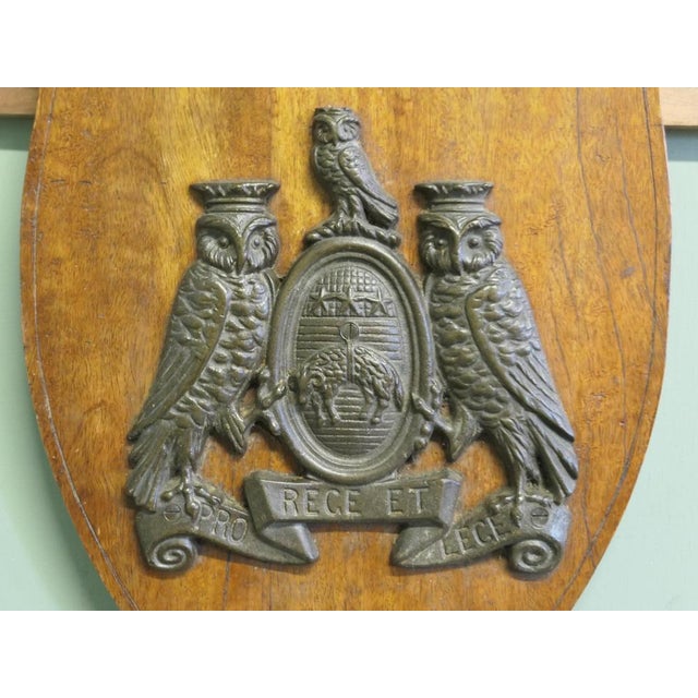 Metal Wall Plaque with Bronze Coat of Arms of the City of Leeds For Sale - Image 7 of 8