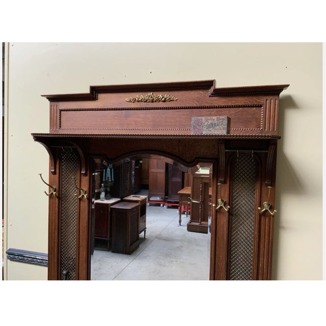 Antique Art Nouveau Wardrobe with Clothes Rack and Chest, 1910 For Sale - Image 6 of 9