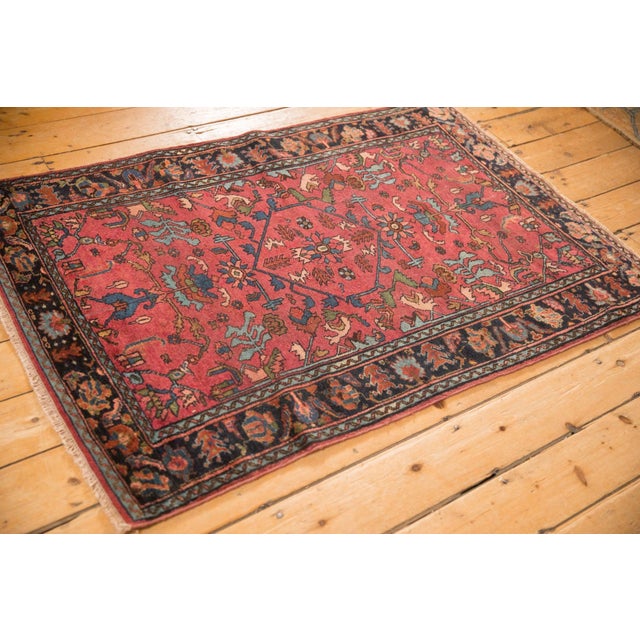 Raspberry Red Antique Lilihan Rug - 3'3" x 4'9" For Sale - Image 8 of 9