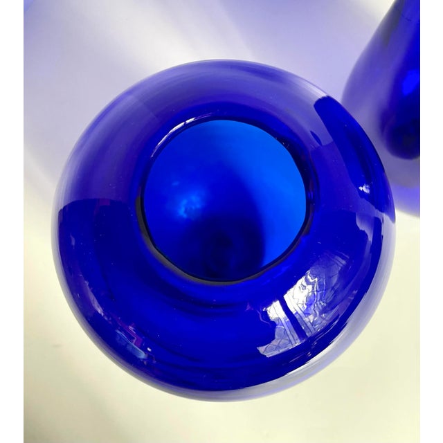 Mid 20th Century Mid 20th Century Hand-Blown Cobalt Blue Art Glass Vase For Sale - Image 5 of 9