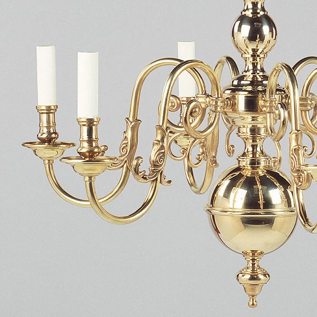 Queen Anne Dutch Queen Anne Brass Chandelier For Sale - Image 3 of 6