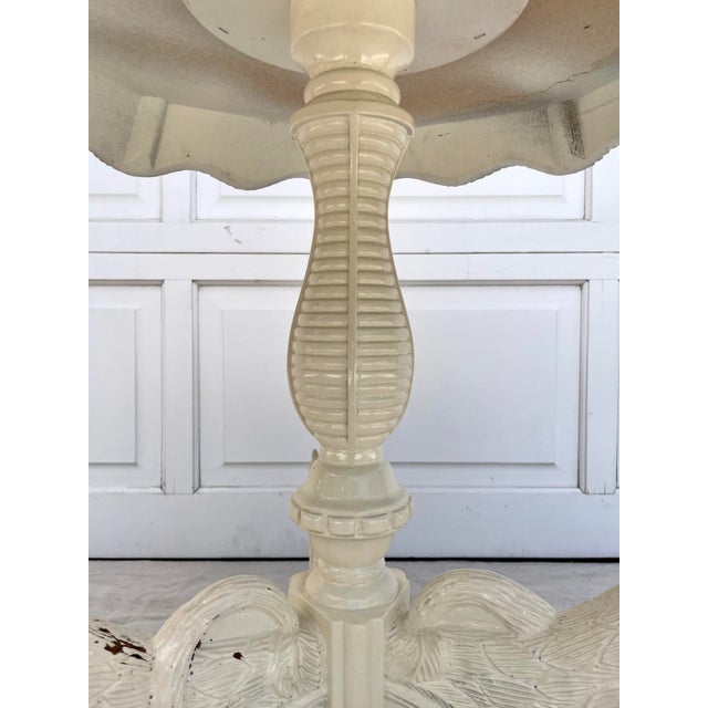 Anglo-Indian Victorian Octagonal Carved Pedestal Side Table in Antique White For Sale - Image 9 of 12
