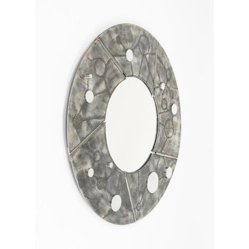 Midcentury amazin large round wall mirror in aluminum and steel by Bianca Garinei for Banci Florence. Made in Italy in the...