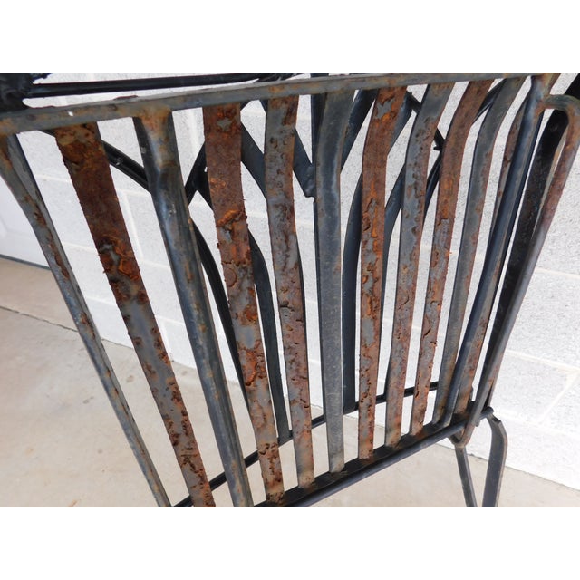 Vintage French Style Wrought Iron Outdoor Dining Bistro 3 Piece Set "B" For Sale - Image 12 of 15
