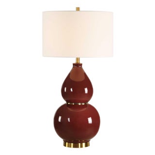 Gourd Burgundy Table Lamp For Sale