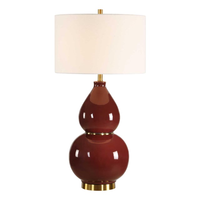 Gourd Burgundy Table Lamp For Sale