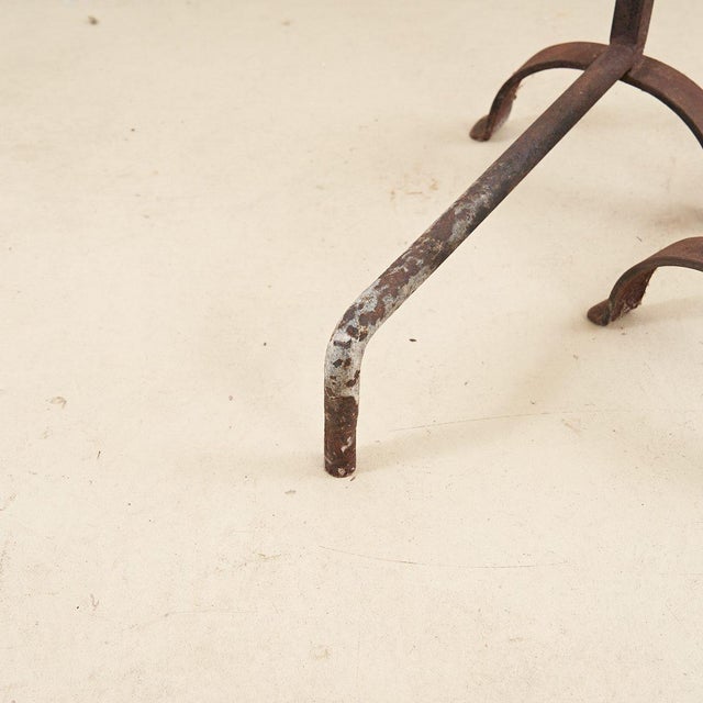 Antique Wrought Iron Andirons, Set of 2 For Sale - Image 5 of 7