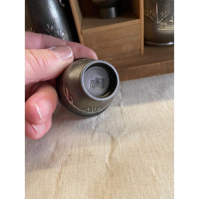 Japanese Sake Service in Pewter For Sale - Image 6 of 16
