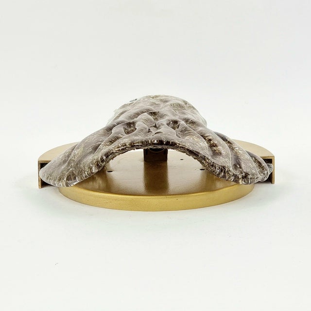 Metal Mid-Century Modern Dark-Toned Murano Glass & Brass Sconce from Kaiser Leuchten, Germany, 1960s For Sale - Image 7 of 10