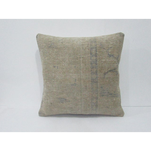 Distressed Ivory & Blue Pillow Cover For Sale - Image 4 of 4