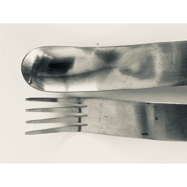 Mid-Century Modern 1970s Mid Century Modern Kam Yamazaki "Quest" Stainless Salad Serving Set of 2 For Sale - Image 3 of 6