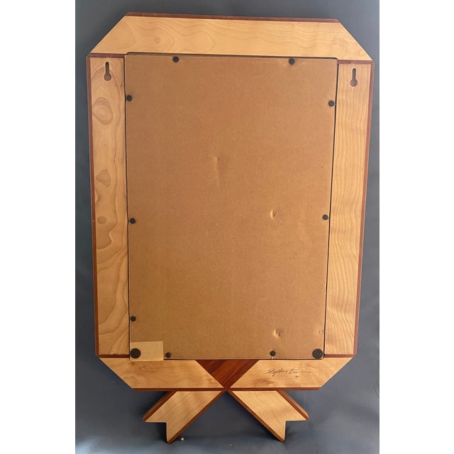 Wood Stephen Perrin Signed Wall Mirror For Sale - Image 7 of 15
