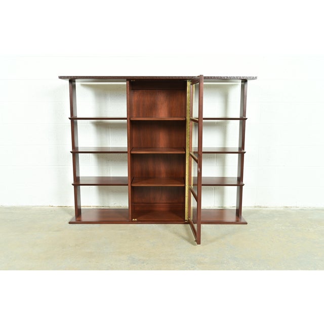 1950s Frank Lloyd Wright Taliesin Mahogany Bookcase or Room Divider, Newly Refinished For Sale - Image 5 of 14