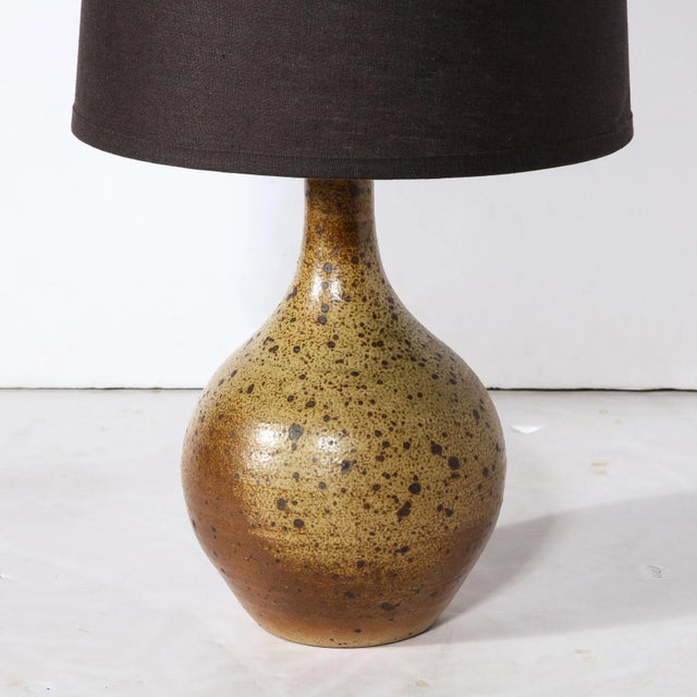 Mid-Century Modern Mid-Century Modernist Hand-Glazed Ceramic Table Lamp With Speckled Volcanic Detail For Sale - Image 3 of 11