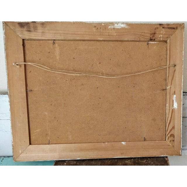 Rustic European Vintage Mountain Lake Boat Painting Artist Signed For Sale - Image 3 of 10