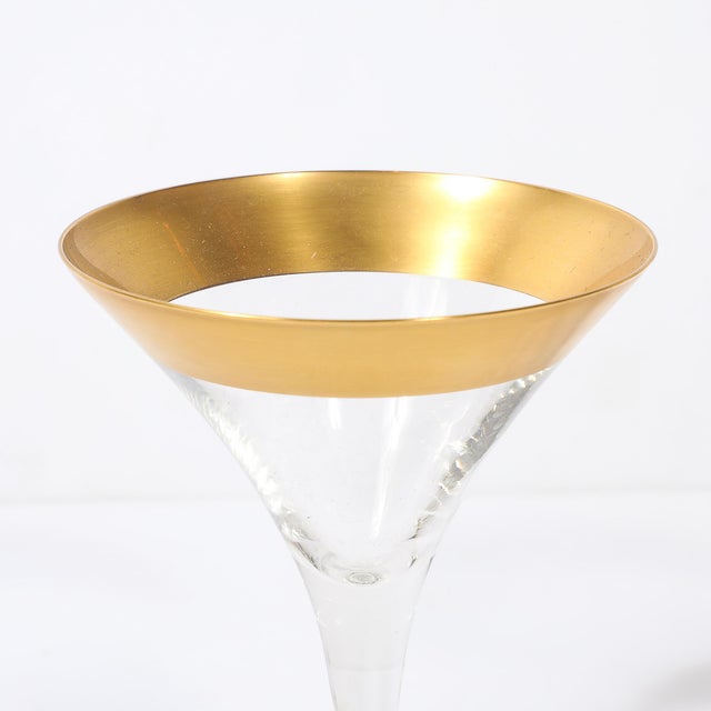 Set of 12 Mid-Century Modernist Gilt Rimmed Martini Glasses by Dorothy Thorpe For Sale - Image 12 of 18