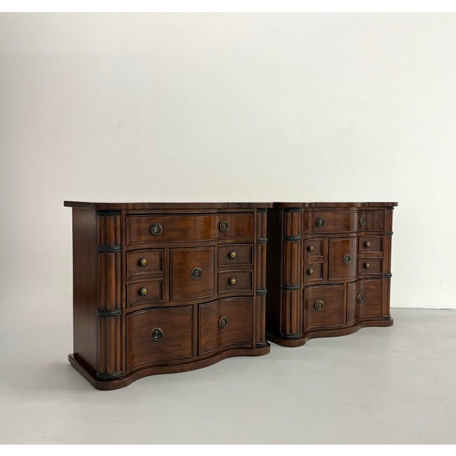 Neoclassical Commode Chests With Cane-Front Drawers - Pair For Sale - Image 4 of 8