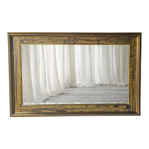 Large Brass Wall Mirror With Etched Bronze by Mastercraft