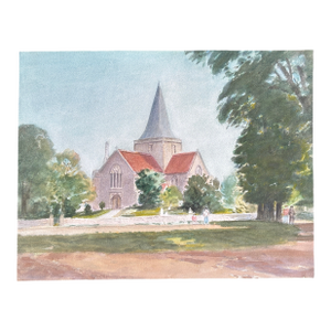 1960s Watercolor; Harold Latham; St. Andrew’s Church, Alfriston, East Sussex,