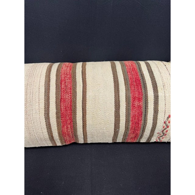 Contemporary Turkish Hemp Pillow Cushion Natural Beige Red Cushion Cover 14"x40" For Sale - Image 3 of 4