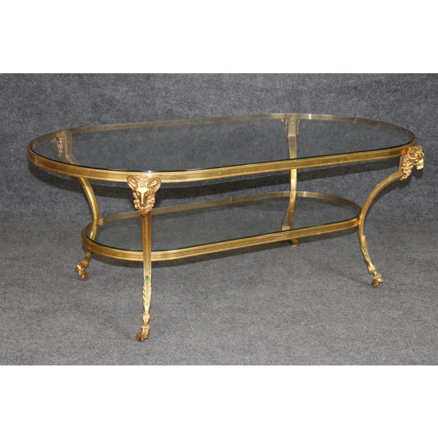 1960s 1960's Bronze Ramshead Maison Jansen Style Two Tier Coffee Table For Sale - Image 5 of 9