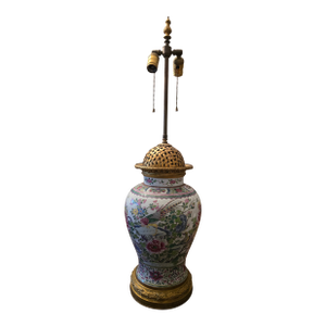 Antique French Bronze and Porcelain Lamp