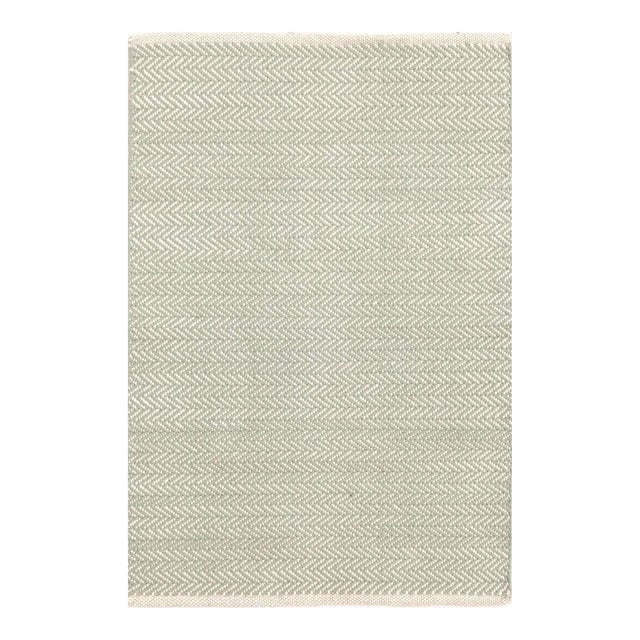 Dash & Albert by Annie Selke Herringbone Ocean Woven Cotton Rug, 7' 6" x 9' 6" For Sale