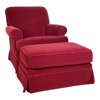 Vintage Mohair Ottoman and Club Chair For Sale