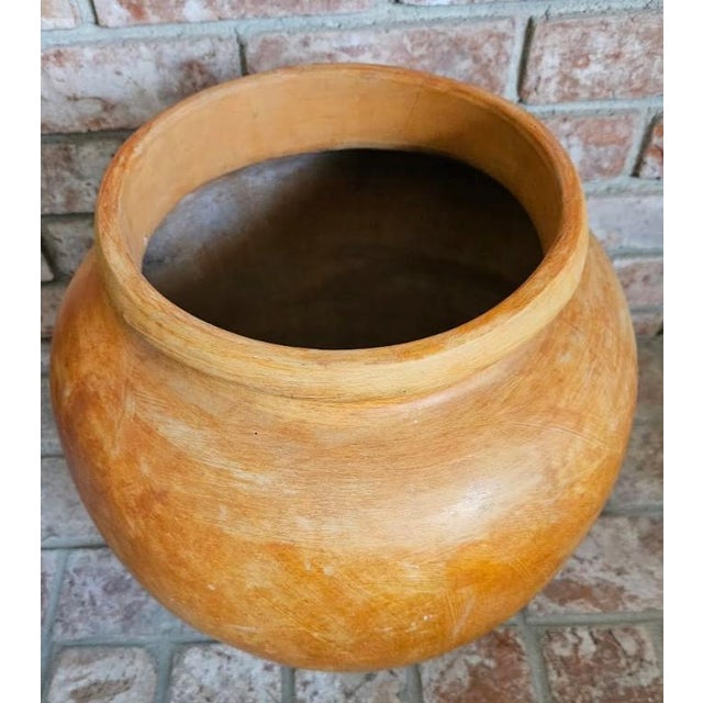 Vintage 1970s Mexican Artistic Hand Made Glazed Clay Water Jug Pot Planter For Sale - Image 9 of 9