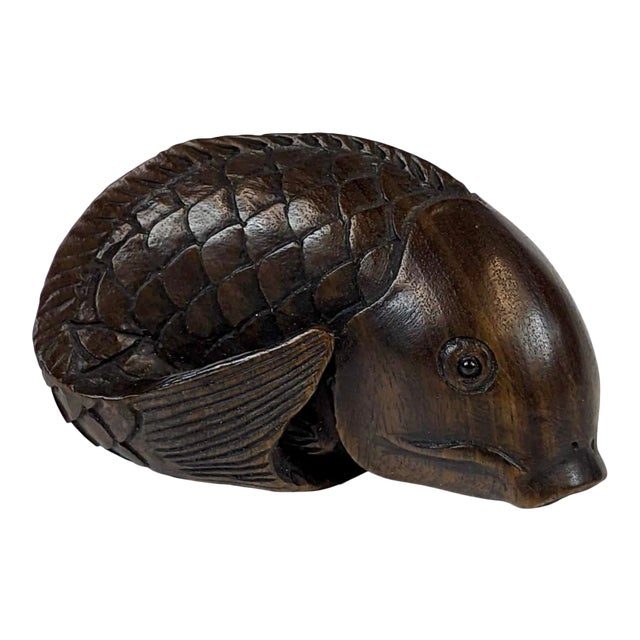 1980s Hand Carved Netsuke of a Carp For Sale