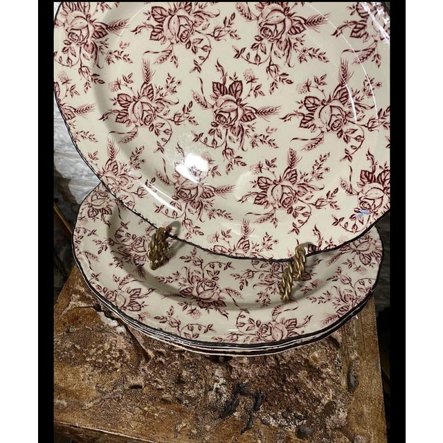English Woods and Sons Plates. Wood & Sons Colonial Rose Oval Serving Plates, Made in England - Set of 4 For Sale - Image 3 of 4
