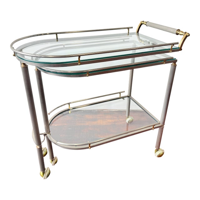 French Extending Bar Cart, Maison Jansen Manner, Mid-20th Century For Sale