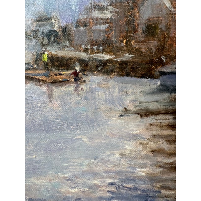Contemporary British Oil by Listed Artist “Winter on Exeter Quay”, Framed For Sale - Image 9 of 9
