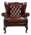 English Chesterfield Wingback Armchair in Dark Red Leather For Sale