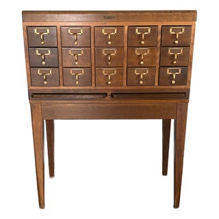 1950s Mid Century Modern 15-Drawer Library Card Catalog For Sale
