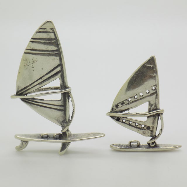 Italian Vintage Italian Handmade Genuine Silver Windsurf Dollhouse Miniatures Figurines For Sale - Image 3 of 9