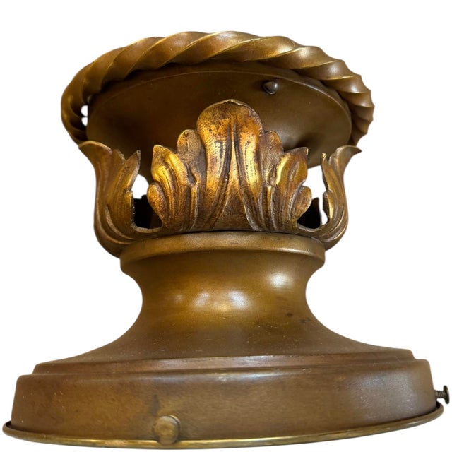 1910s Neoclassical Embossed Cased Glass Ceiling Light For Sale In Los Angeles - Image 6 of 6