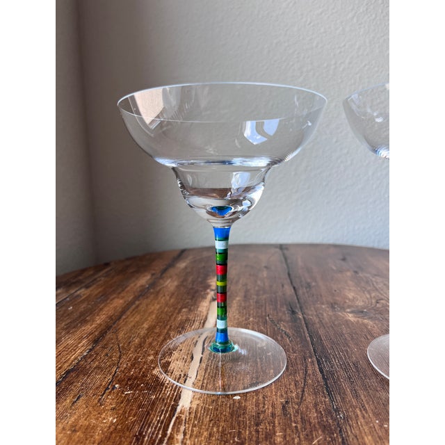 Contemporary Set of 2 - Crate and Barrel Caprice Pattern Crystal Margarita Glassware For Sale - Image 3 of 7
